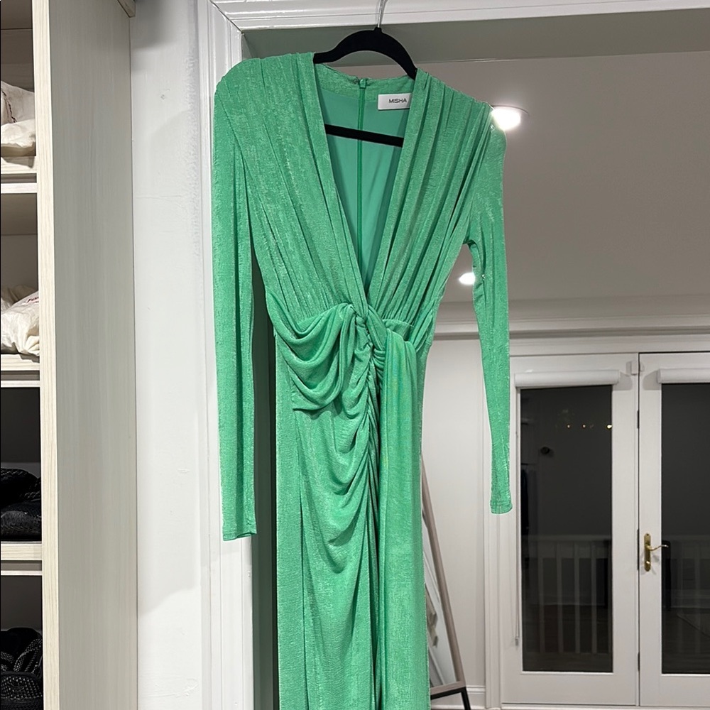 Misha Elegant Green Draped Dress